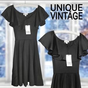 Unique Vintage Brand peasant ruffle on or off shoulder dress